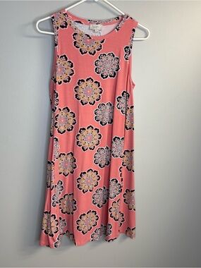 LOFT Pink Floral Medallion Sleeveless Swing Dress